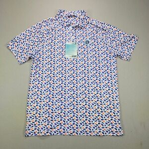 Levelwear Polo Aquarium Fish Print Blue Orange‎ Golf Shirt Mens Medium XE53L NEW